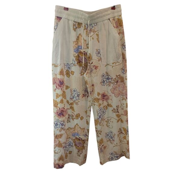 House of Harlow 1960 Floral Wide Leg Pants - Cream and Pink - Picture 1 of 5